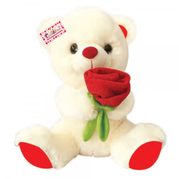 Grabadeal Rose Teddy Bear Valentine Gift (Cream) - 35 cm